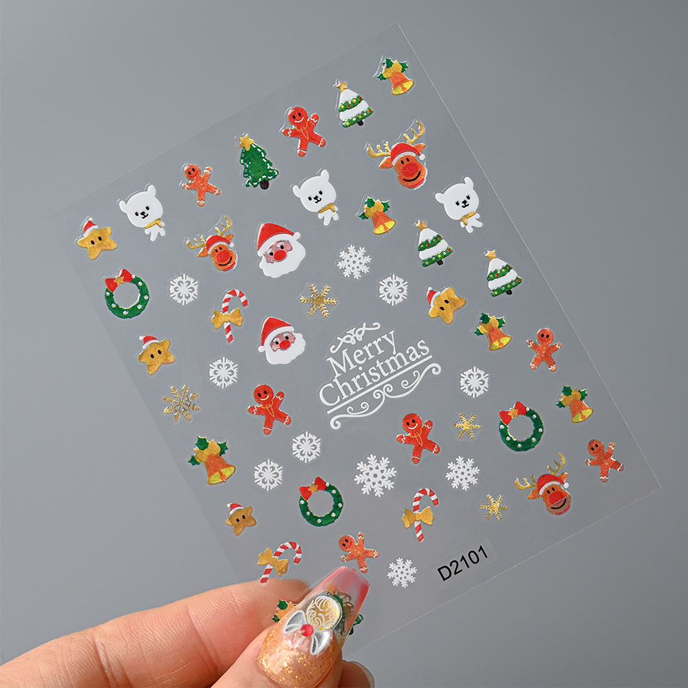 Nail Art Xmas - 1Pc 5D Christmas Nail Art Stickers