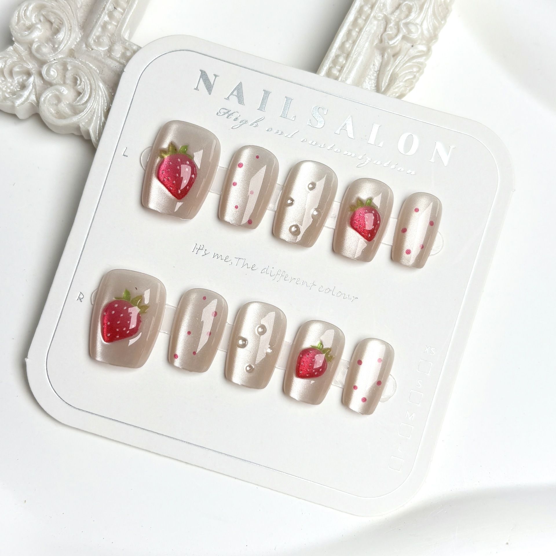 Nail Art Fake Nails - 10pcs Short Square Cat Eye Handmade