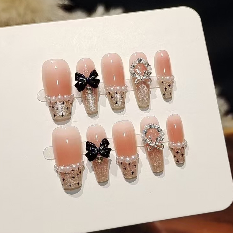 Nail Art Fake Nails - 10Pcs French Sweet Cool Spicy Girl