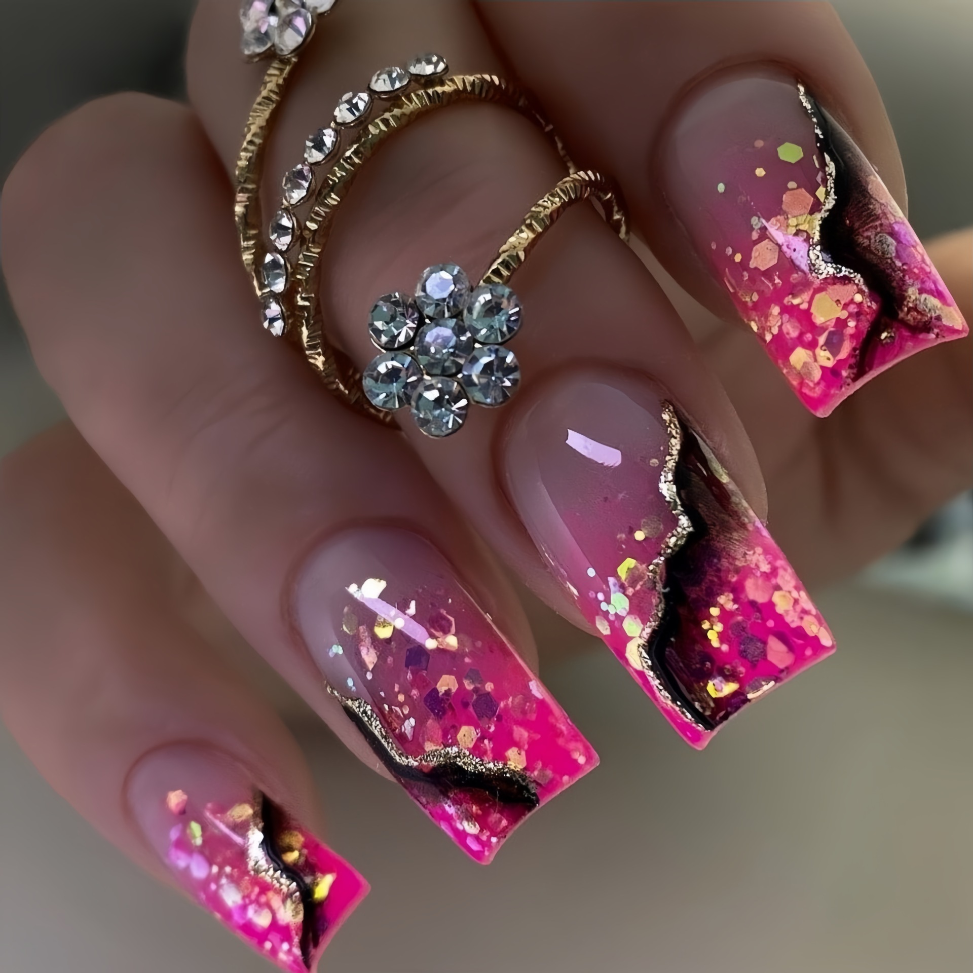 Nail Art Fake Nails - Medium fake nails for women girls