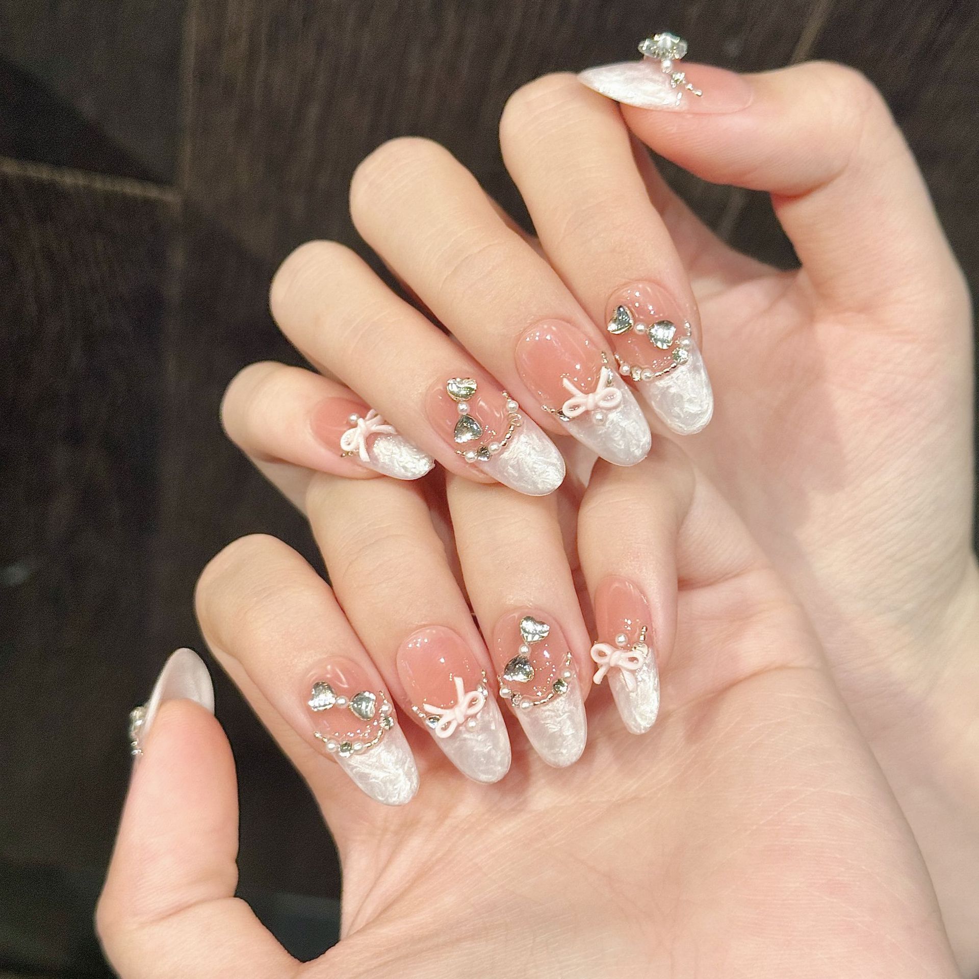 10pcs Handmade Press on Nails  - Nail Art Pink Cat Eye review and price