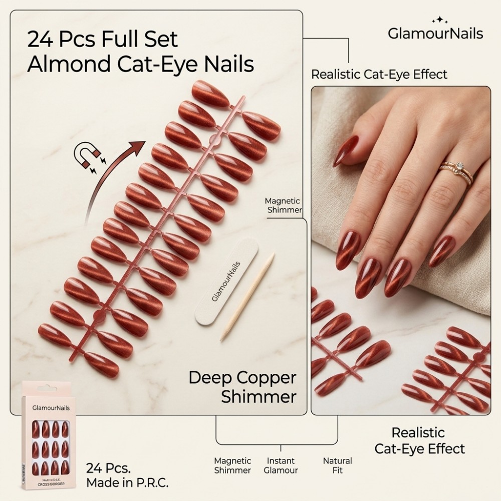 24PCS Short Square Press on Na - Nail Art Extension Cat Eye review and price