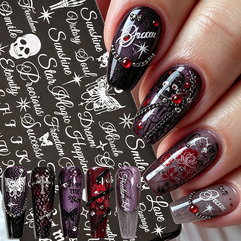 3D Skeleton Skull Butterfly Ha - Nail Art Vintage review and price