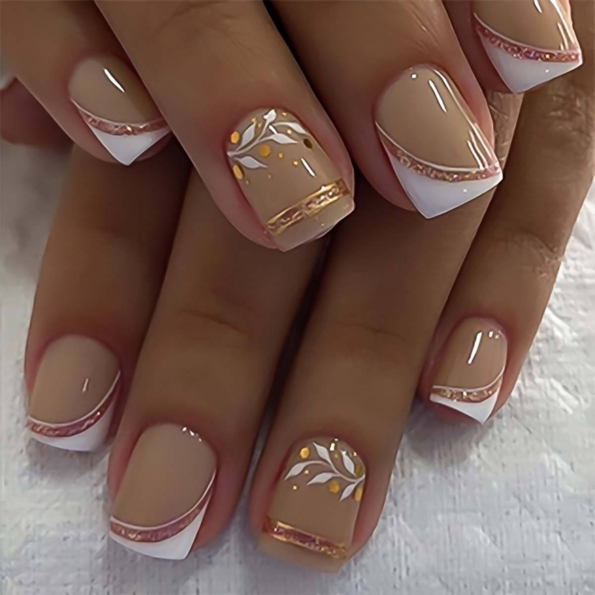 Nude Short Square Press On Nai - Nail Art Fake Nails review and price
