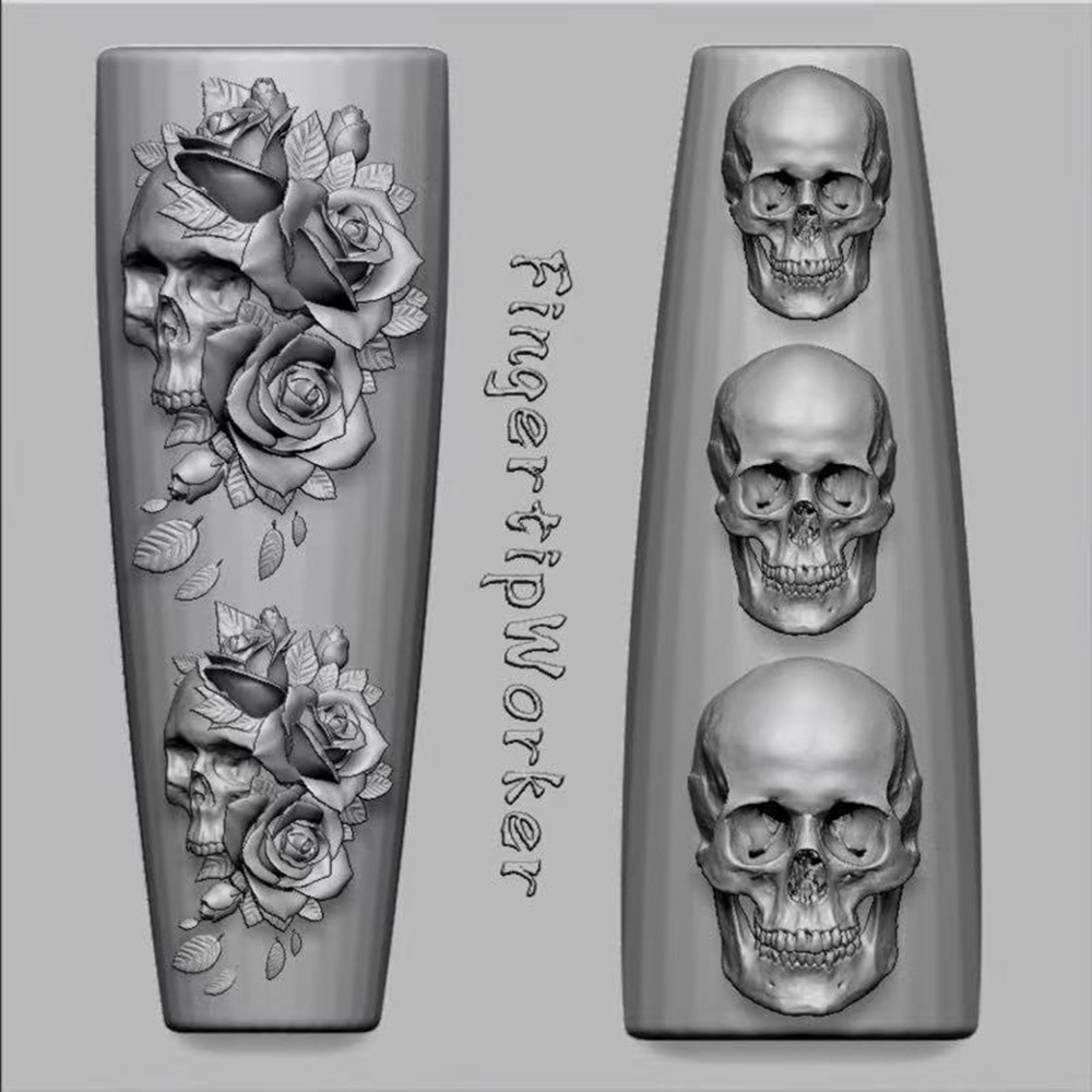 2Pcs Set Dark Rose Skull Silic - Nail Art Vintage review and price