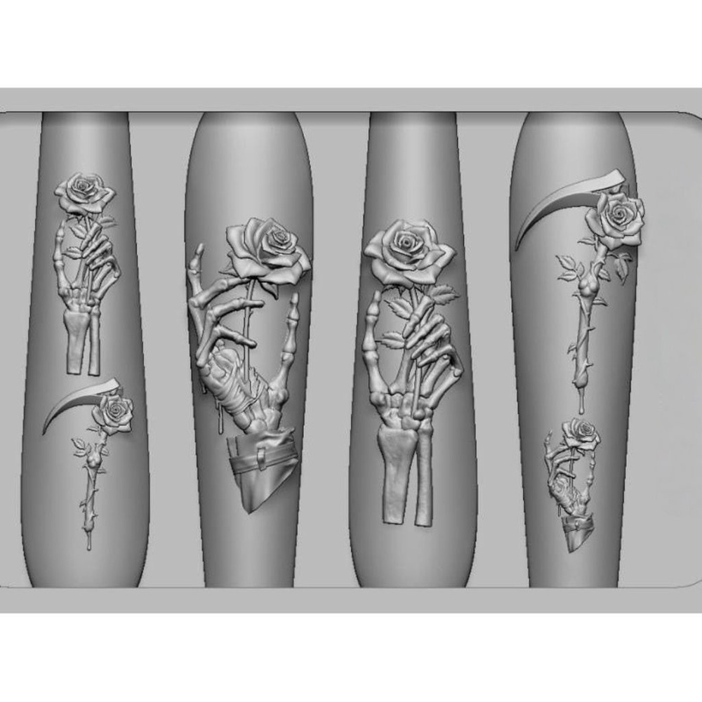 2Pcs Set Dark Rose Skull Silic - Nail Art Vintage review and price