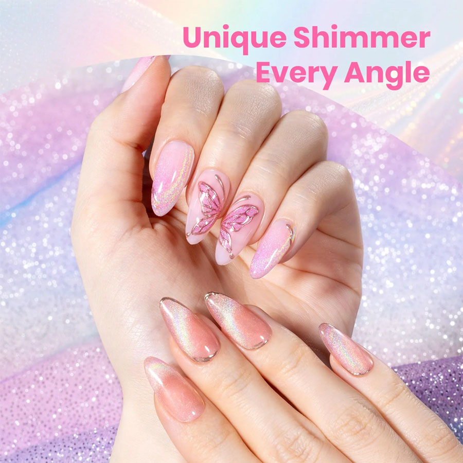QAZIXU 1/6 Pcs Rainbow Cat Eye - Nail Art Pink Cat Eye review and price