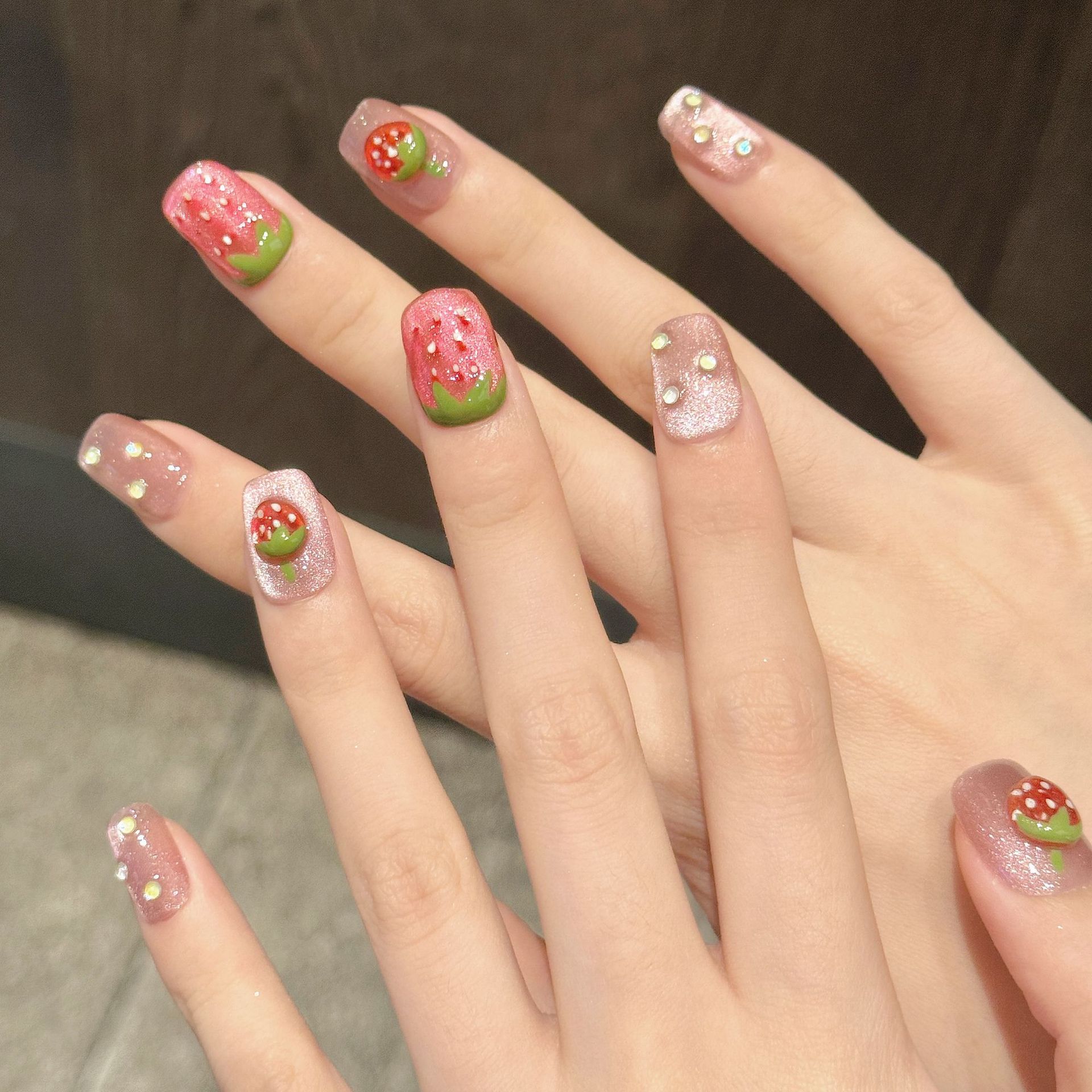 10pcs Handmade Press on Nails  - Nail Art Pink Cat Eye review and price