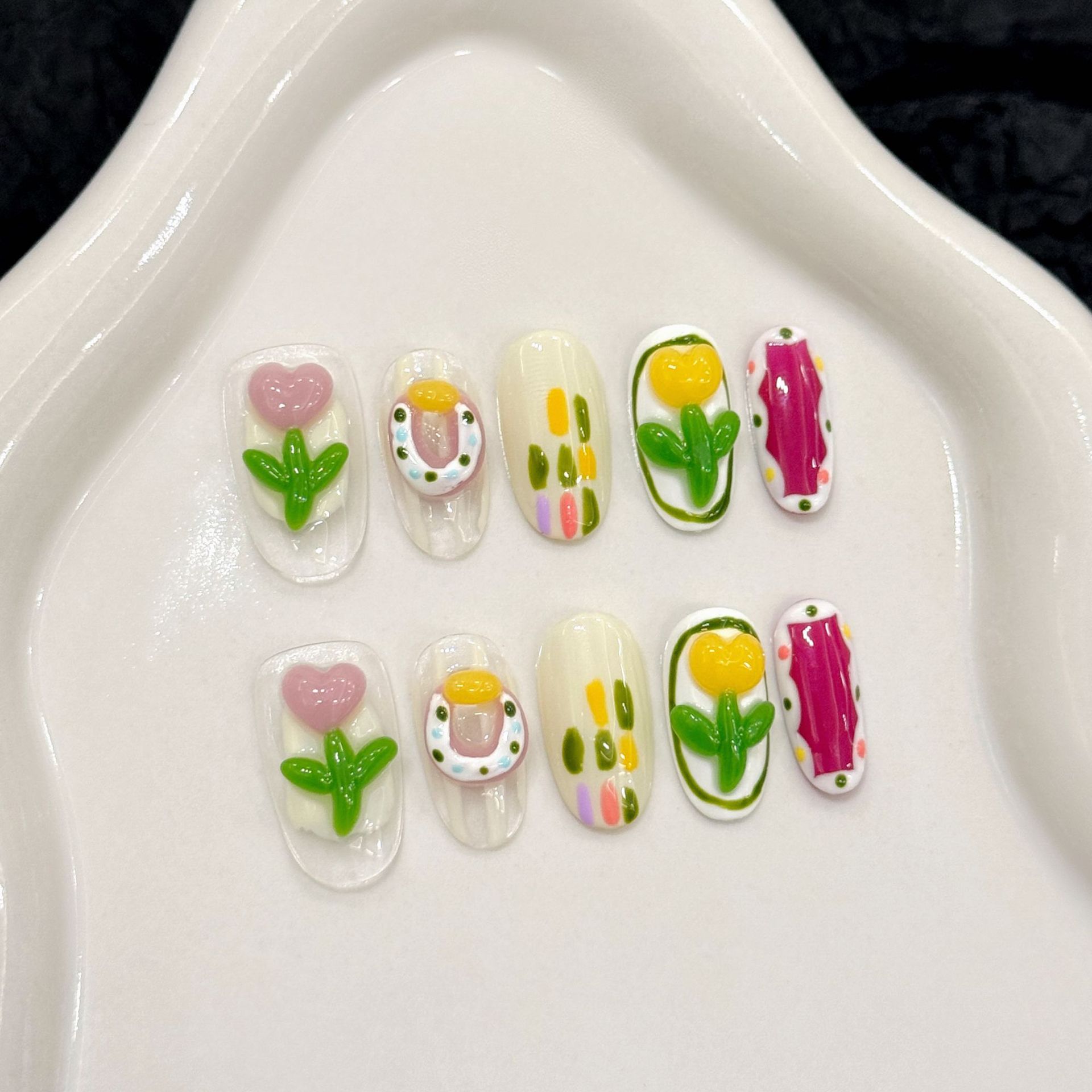 10pcs Handmade Press on Nails  - Nail Art Pink Cat Eye review and price