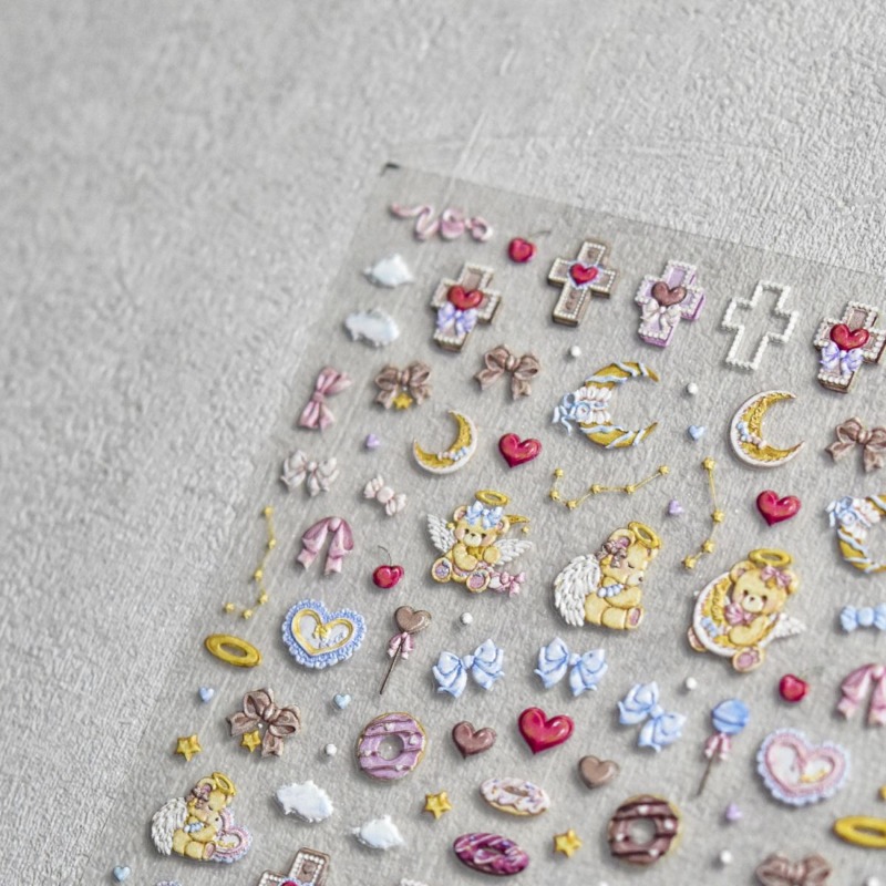 Cute Angel Bear Cartoon 3D Rel - Nail Art Vintage review and price