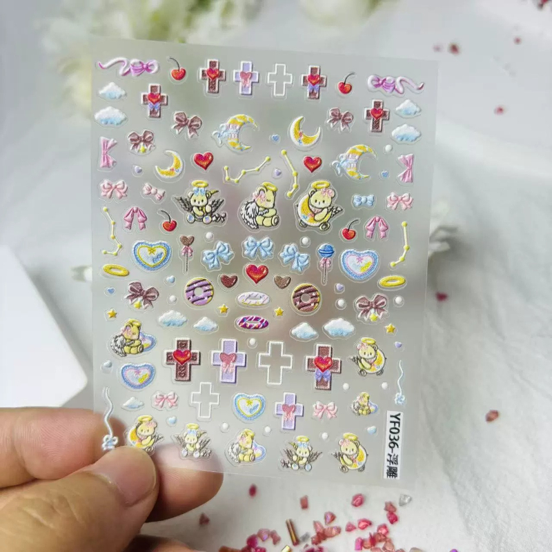 Cute Angel Bear Cartoon 3D Rel - Nail Art Vintage review and price