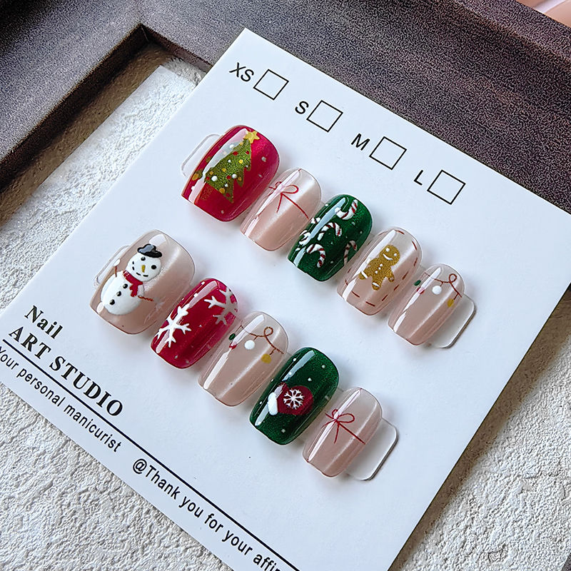 10 Pcs Christmas Half Handmade - Nail Art Fake Nails review and price