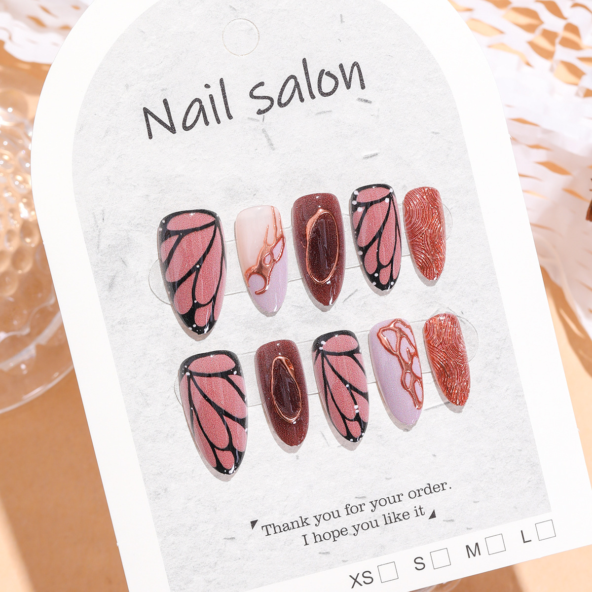 10pcs Chocolate Brown Butterfl - Nail Art Fake Nails review and price