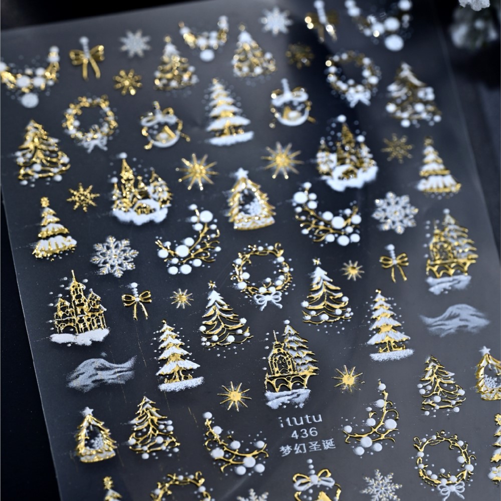 5D Embossed Gold Castle/Garlan - Nail Art Xmas review and price