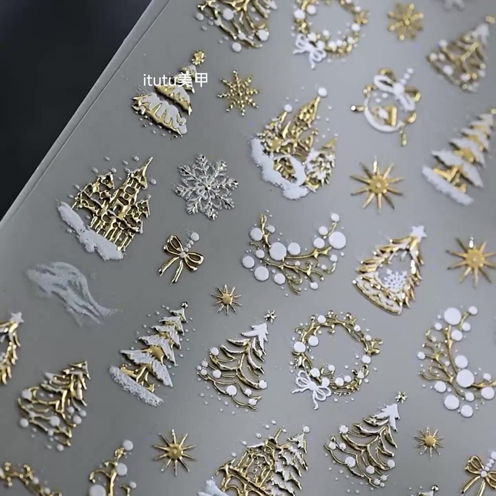 5D Embossed Gold Castle/Garlan - Nail Art Xmas review and price