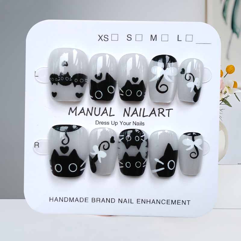 10Pcs Cute Cartoon Black Cat a - Nail Art Pink Cat Eye review and price